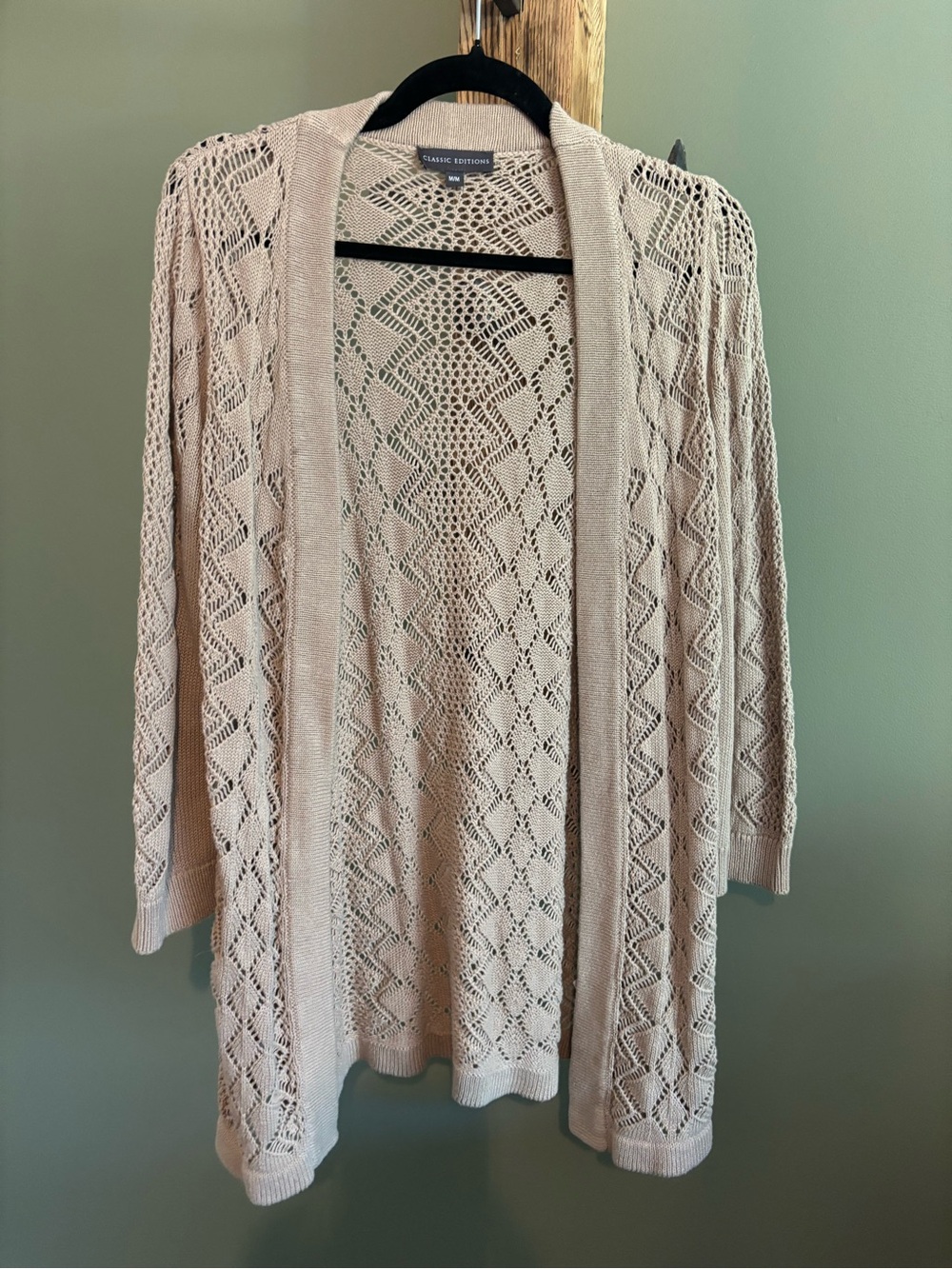 162.) Classic Editions / Cotton / Crochet Cardigan